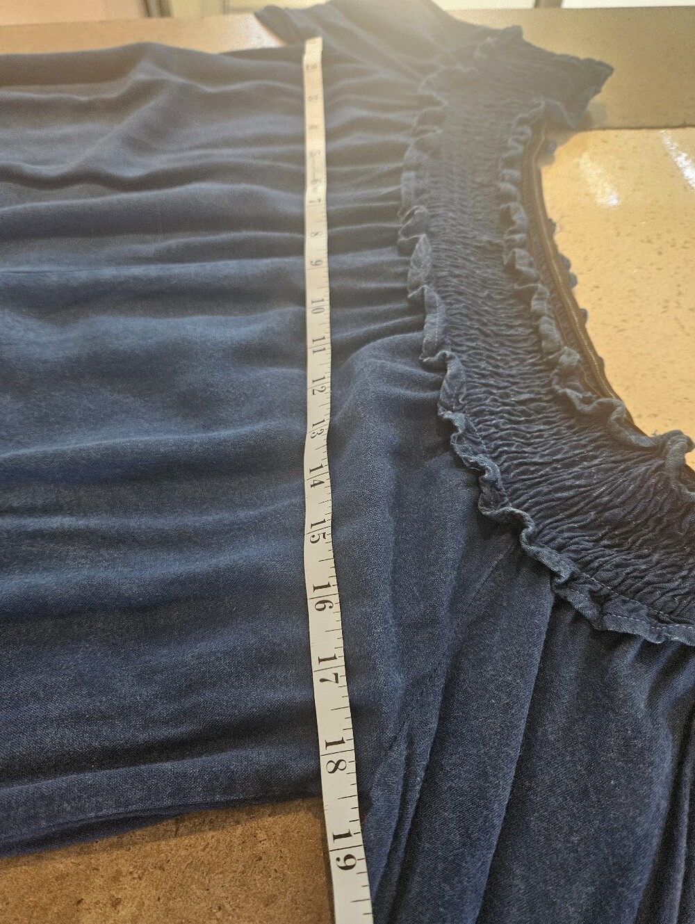 Style Envy Navy Blue Off-Shoulder Ruffle Tunic - Picture 5 of 6